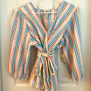 NWT St. John’s Bay‎ Pastel Striped Wrap Blouse size 0X